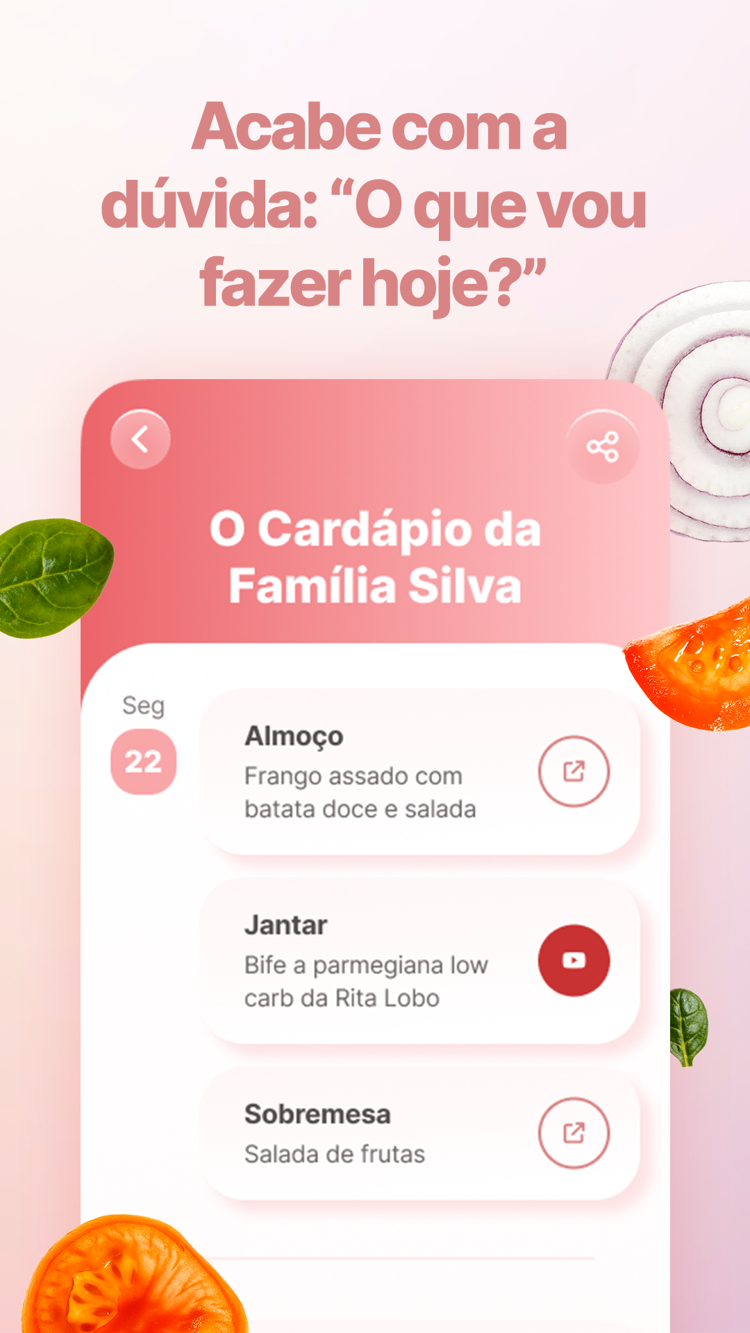 Cardápio semanal da família no MamiPlan